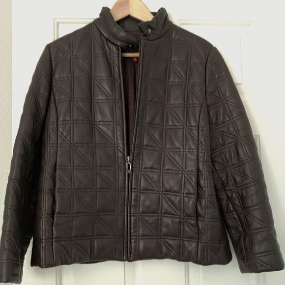 Cole Haan Quilted Italian Leather Jacket - Picture 1 of 3